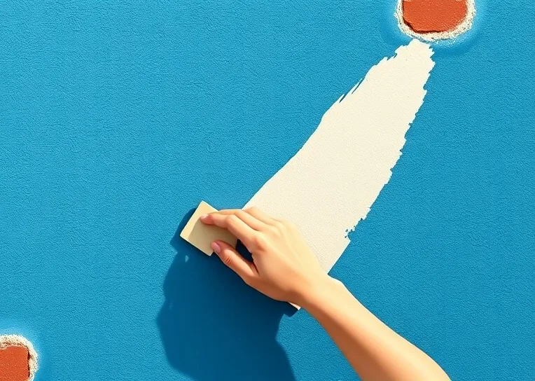 Application d'un enduit décoratif à la lisseuse sur un mur